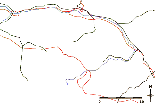 Roads and rivers around Kornberg (Gruibingen)