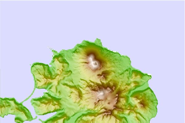 Surf breaks located close to Korovin Volcano