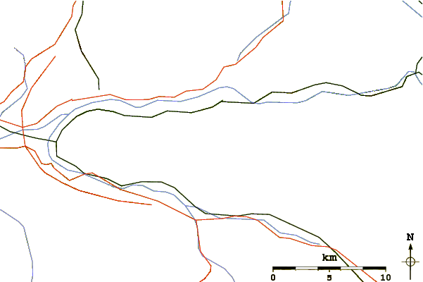 Roads and rivers around Kreuzkogel