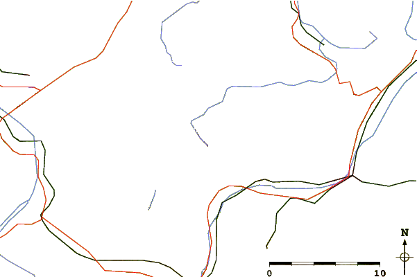 Roads and rivers around Kreuzspitze (Ammergau Alps)