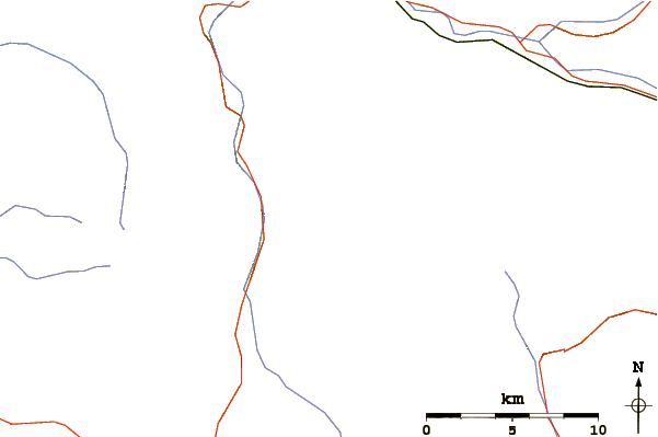 Roads and rivers around Kreuzspitze (South Tyrol)