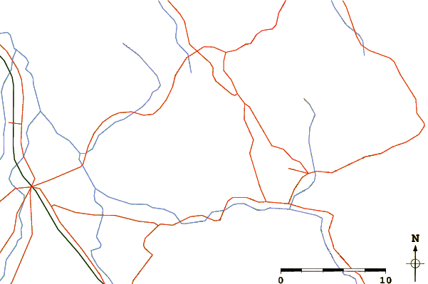 Roads and rivers around Kruševica (mountain)