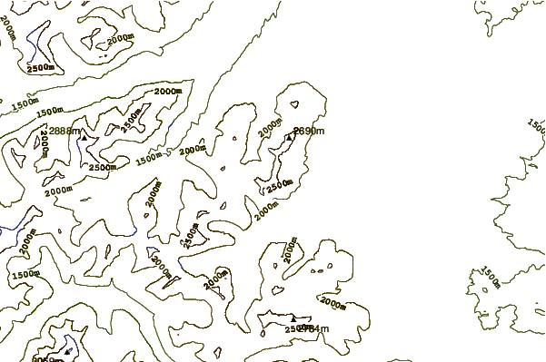 Mountain peaks around Kupunkamint Mountain