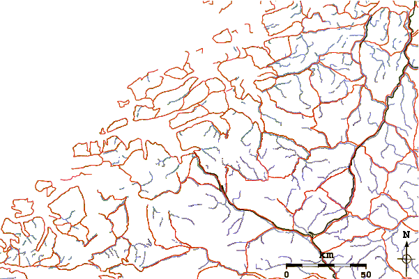 Roads and rivers around Kyrkjetaket