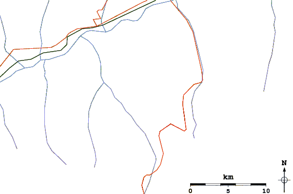 Roads and rivers around La Maya (mountain)