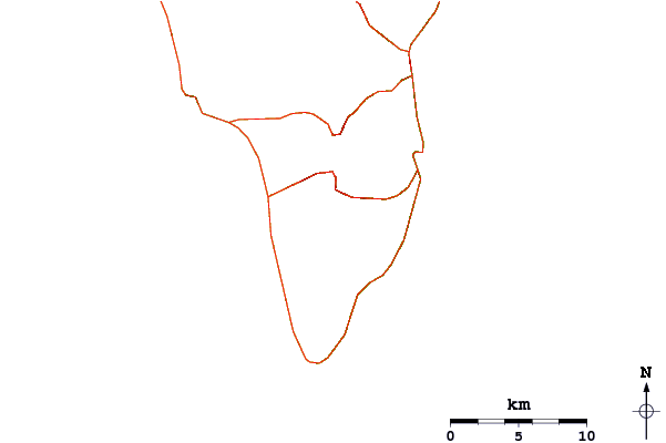 Roads and rivers around La Palma