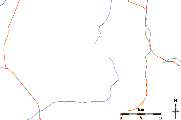 Roads and rivers around Lake Fork Peak