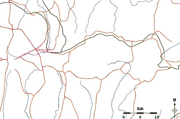 Roads and rivers around Lake Ilopango