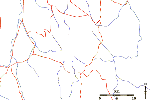 Roads and rivers around Lake Mountain