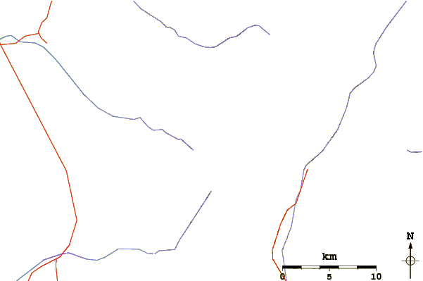 Roads and rivers around Lake Peak