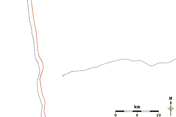 Roads and rivers around Lander Peak