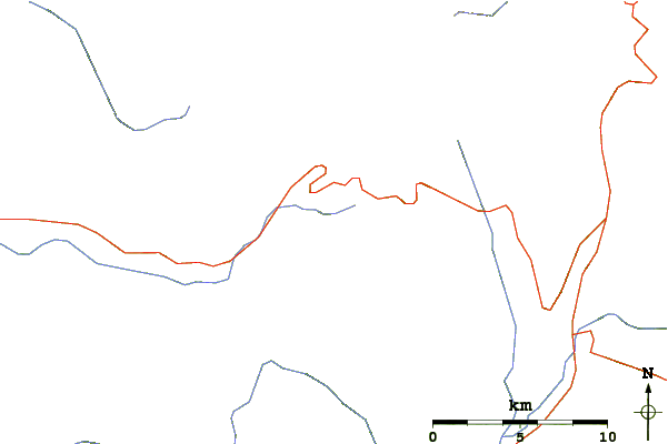 Roads and rivers around Lane Peak