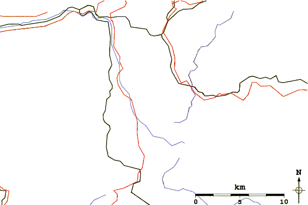 Roads and rivers around Langenberg (Rothaargebirge)