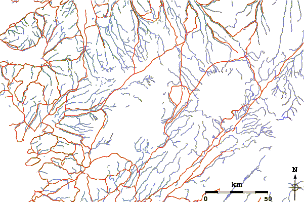 Roads and rivers around Langjokull