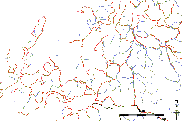 Roads and rivers around Langlitinden