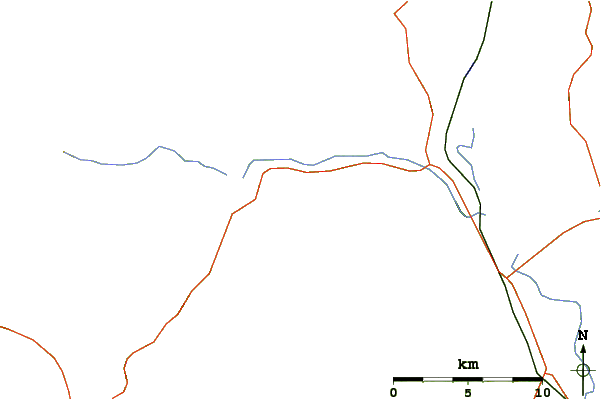 Roads and rivers around Larcom Mountain