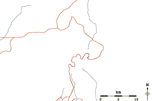 Roads and rivers around Lassen Peak