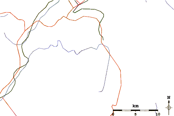 Roads and rivers around Le Châtelet (Mont Blanc)