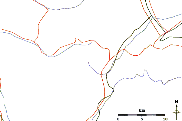 Roads and rivers around Le Cheval Blanc (mountain)