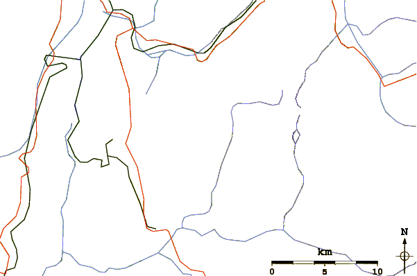 Roads and rivers around Le Tabor