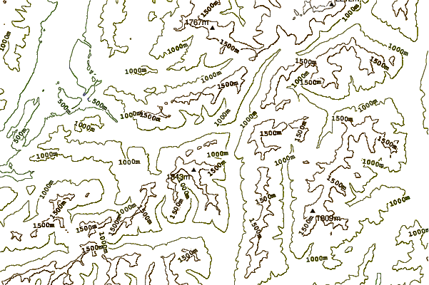 Mountain peaks around Lewis Tops (Lewis-Pass)