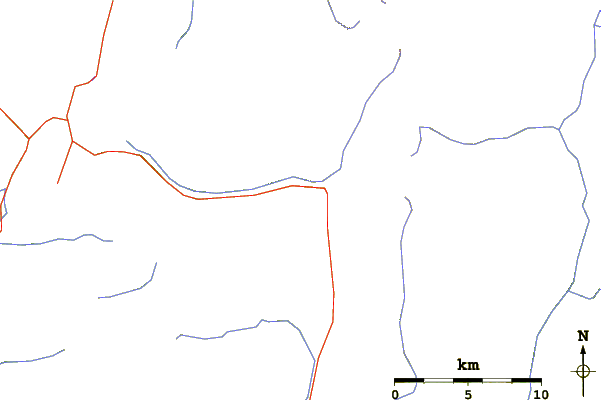 Roads and rivers around Lewis Tops (Lewis-Pass)