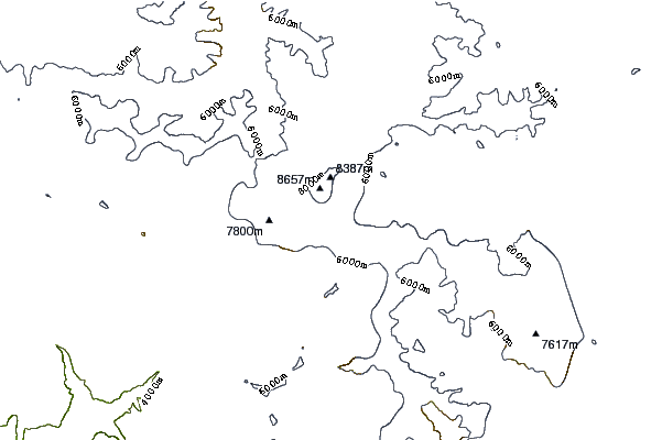 Mountain peaks around Lhotse