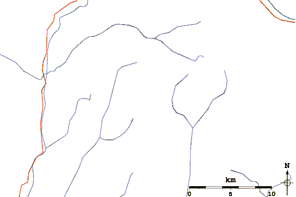 Roads and rivers around Lightning Peak (British Columbia)