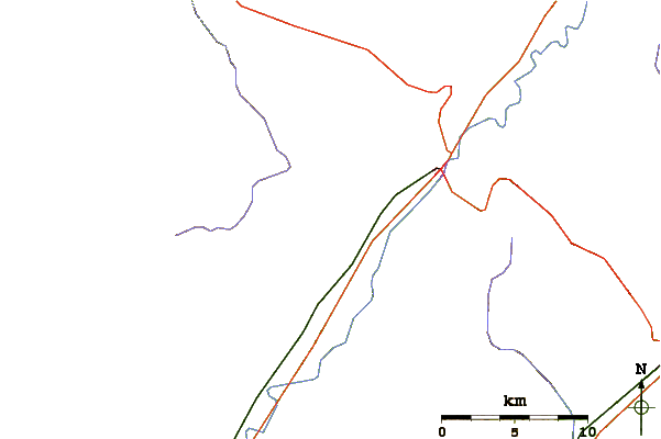 Roads and rivers around Little Mountain (Tennessee)