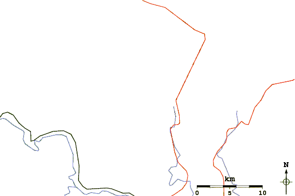 Roads and rivers around Little Yellow Mountain (North Carolina)