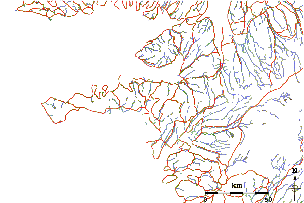 Roads and rivers around Ljósufjöll