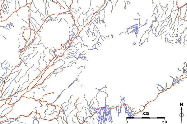 Roads and rivers around Loki-fogrufjoll