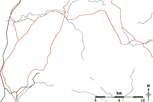 Roads and rivers around Low Fell (Lake District)