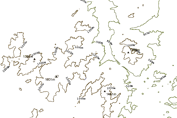 Mountain peaks around Lower Wolfjaw Mountain