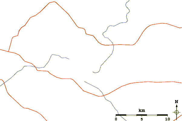 Roads and rivers around Łysa Góra