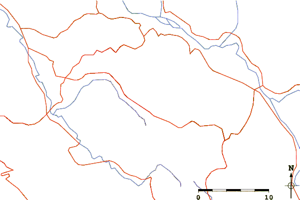 Roads and rivers around Maja e Këndrevicës