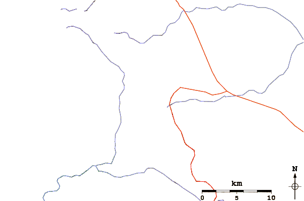 Roads and rivers around Mammoth Mountain