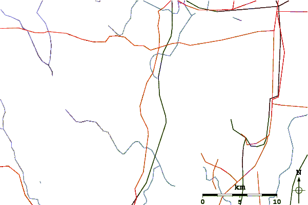 Roads and rivers around Manitook Mountain