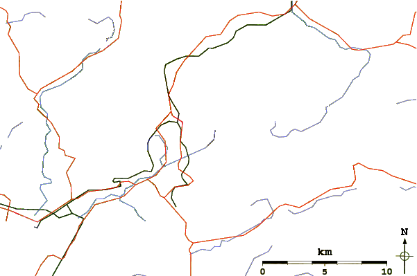 Roads and rivers around Manod Mawr North Top