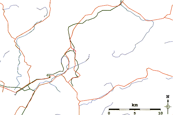 Roads and rivers around Manod Mawr