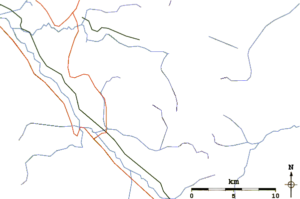 Roads and rivers around Maquilla Peak (Sutton Range)