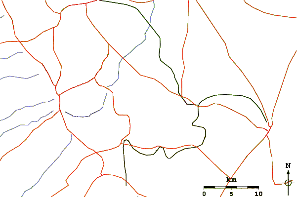 Roads and rivers around Masaya Volcano