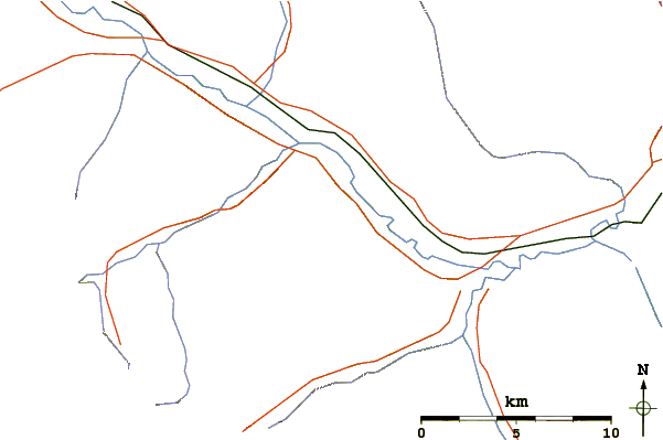 Roads and rivers around Massive Mountain