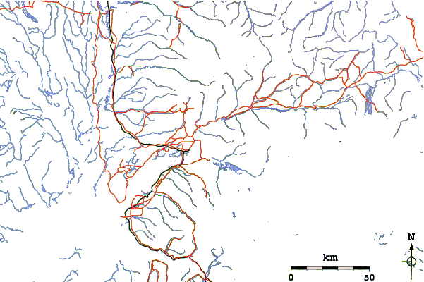 Roads and rivers around Matanuska Peak or Byers Peak
