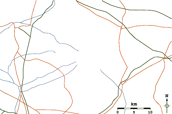Roads and rivers around Matlalcueitl (volcano)