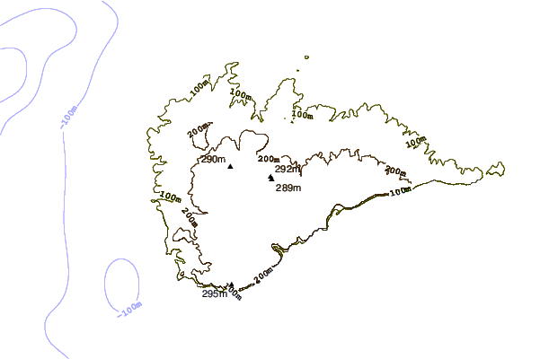 Mountain peaks around Maungatere Hill (Chatham Island)