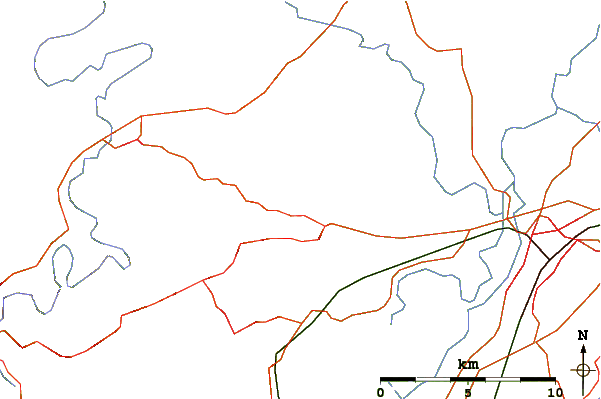 Roads and rivers around May Hill