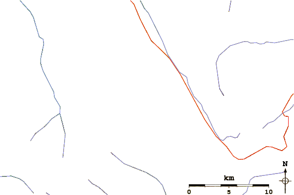 Roads and rivers around Mesahchie Peak