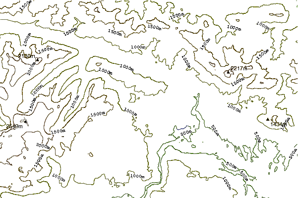 Mountain peaks around Mežakla