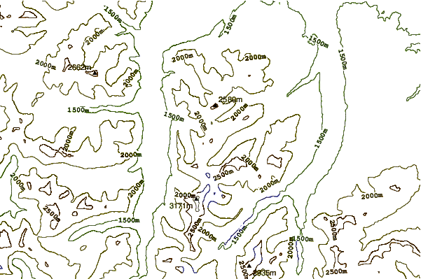 Mountain peaks around Miche Wabun Peak